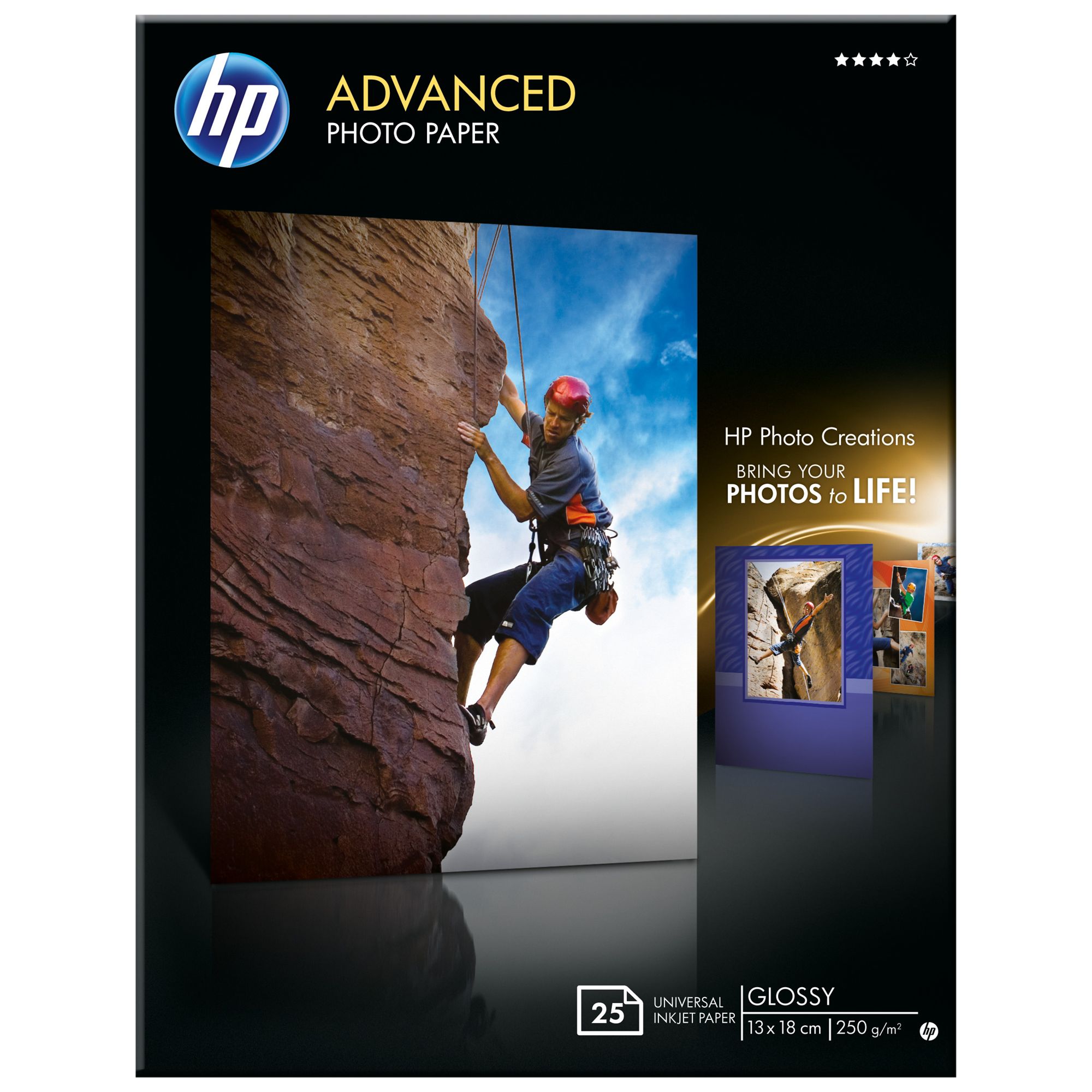 HP Advanced Photo Paper, White, 13 x 18cm, 25