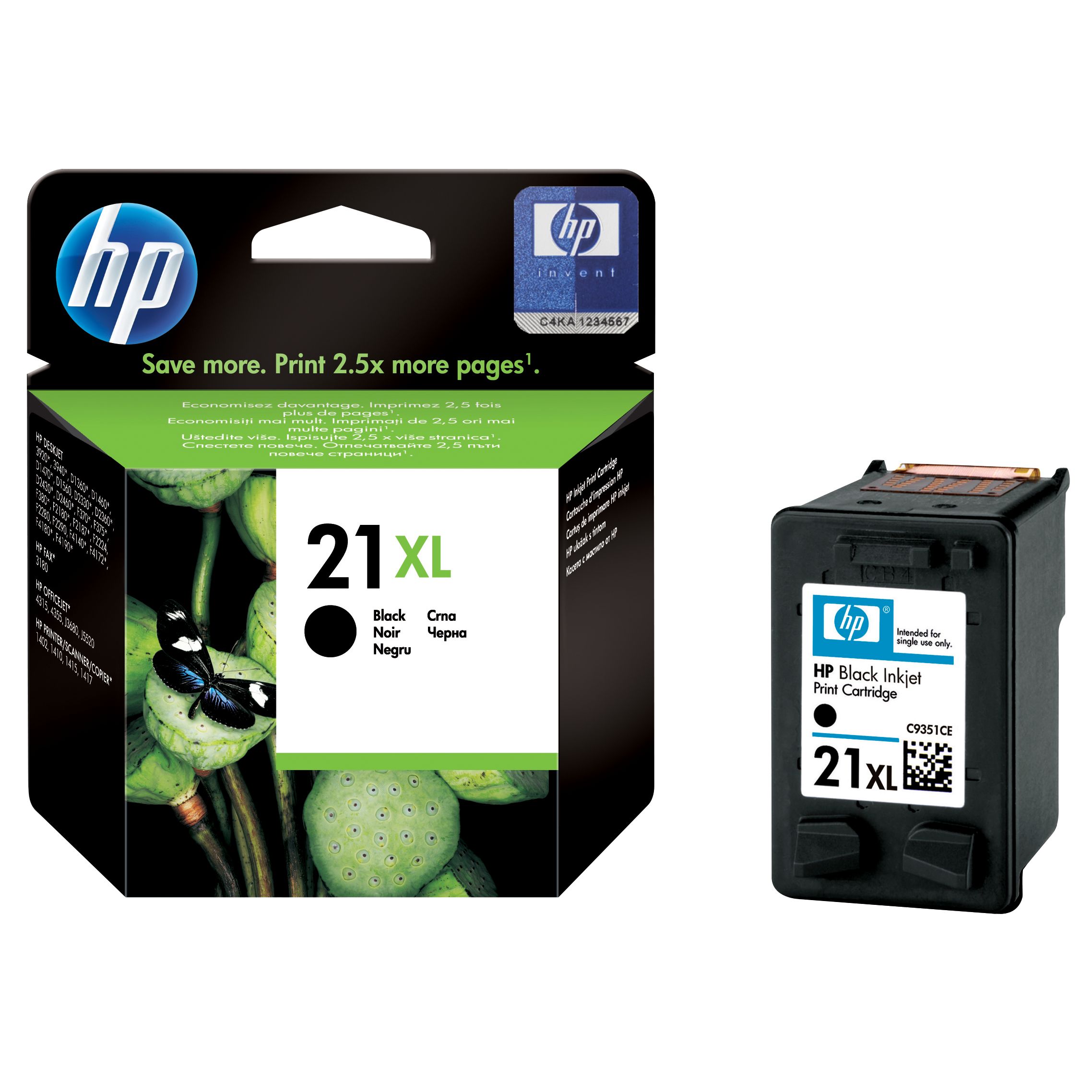 HP 21XL Inkjet Cartridge, Black, C9351CE 230508397