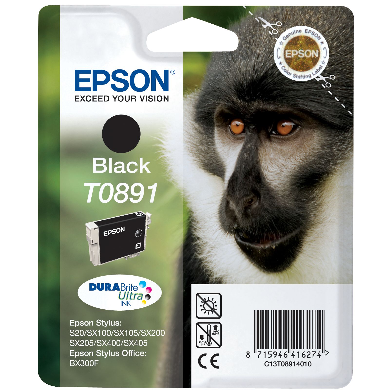 Epson T0891 Inkjet Cartridge, Black 230508400