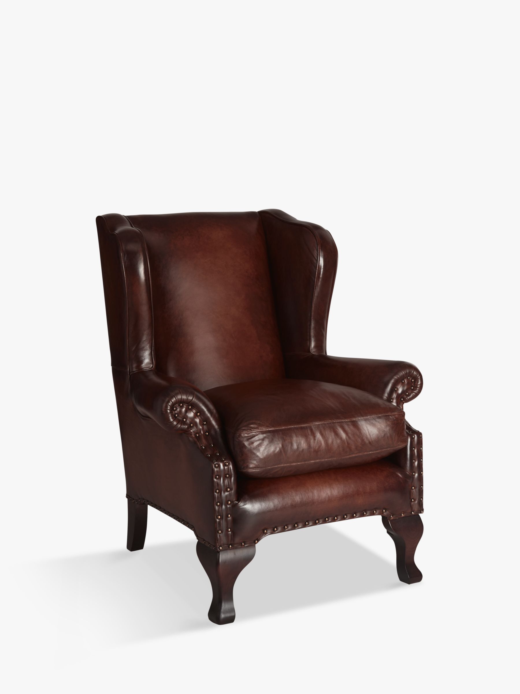 Compton Leather Wing Chair, Antiqued