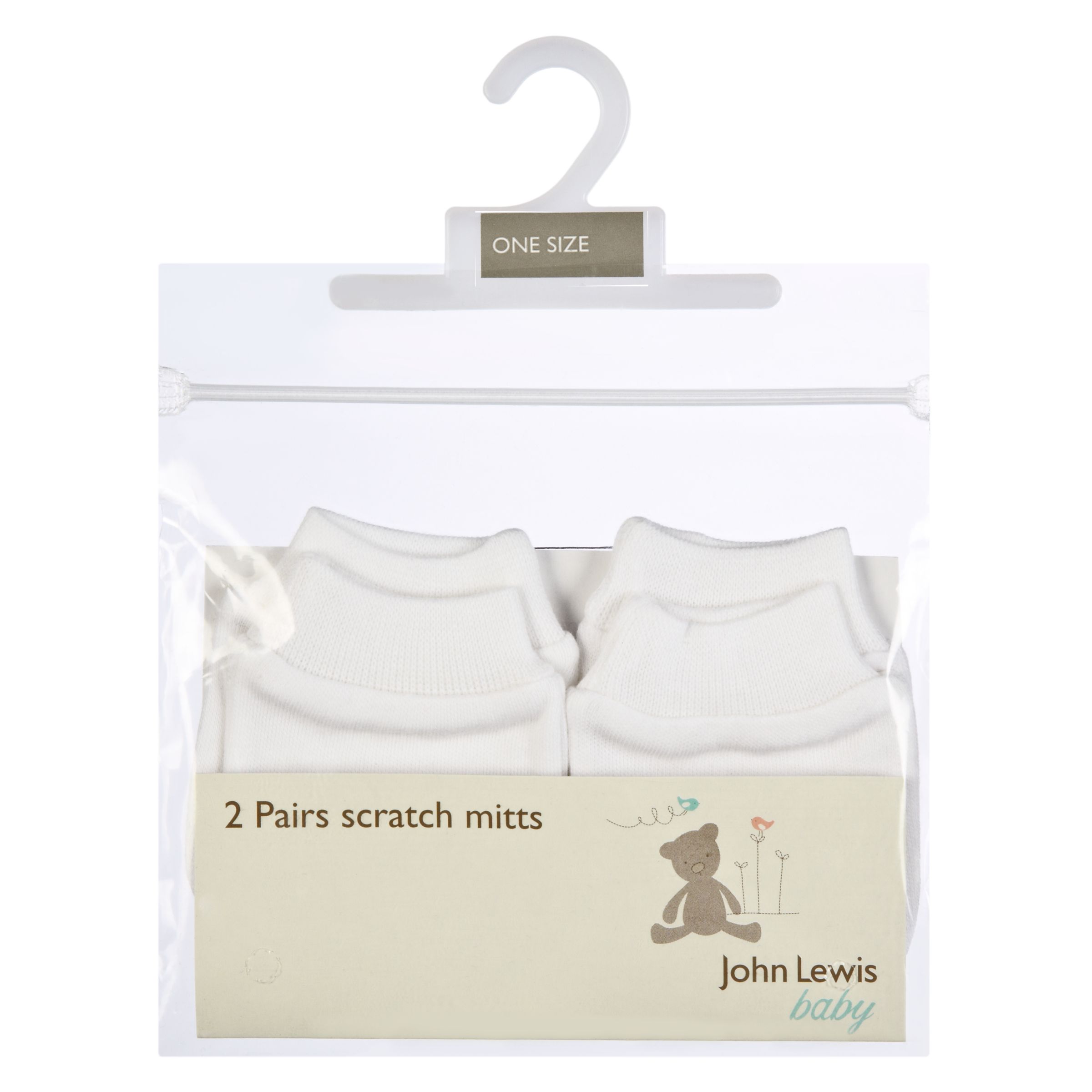 John Lewis Scratch Mitts, White, One Size