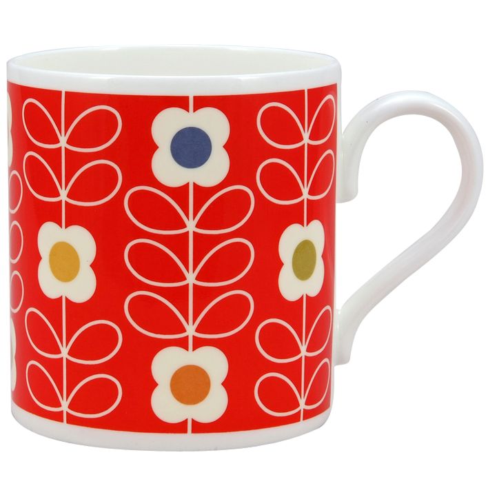 Orla Kiely Linear Flower Mug, Red 230729888