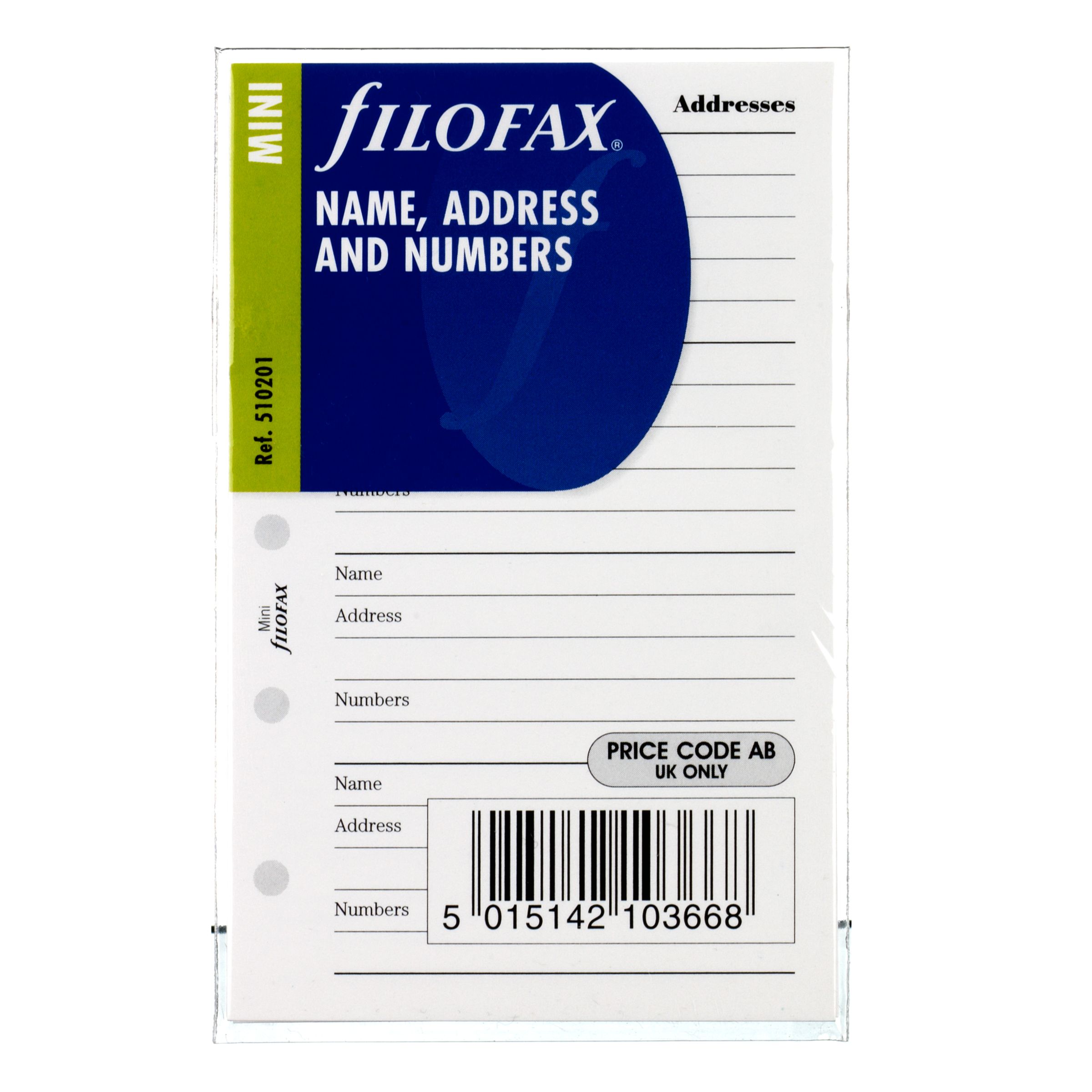 Filofax Name / Address / Numbers Headed Paper,