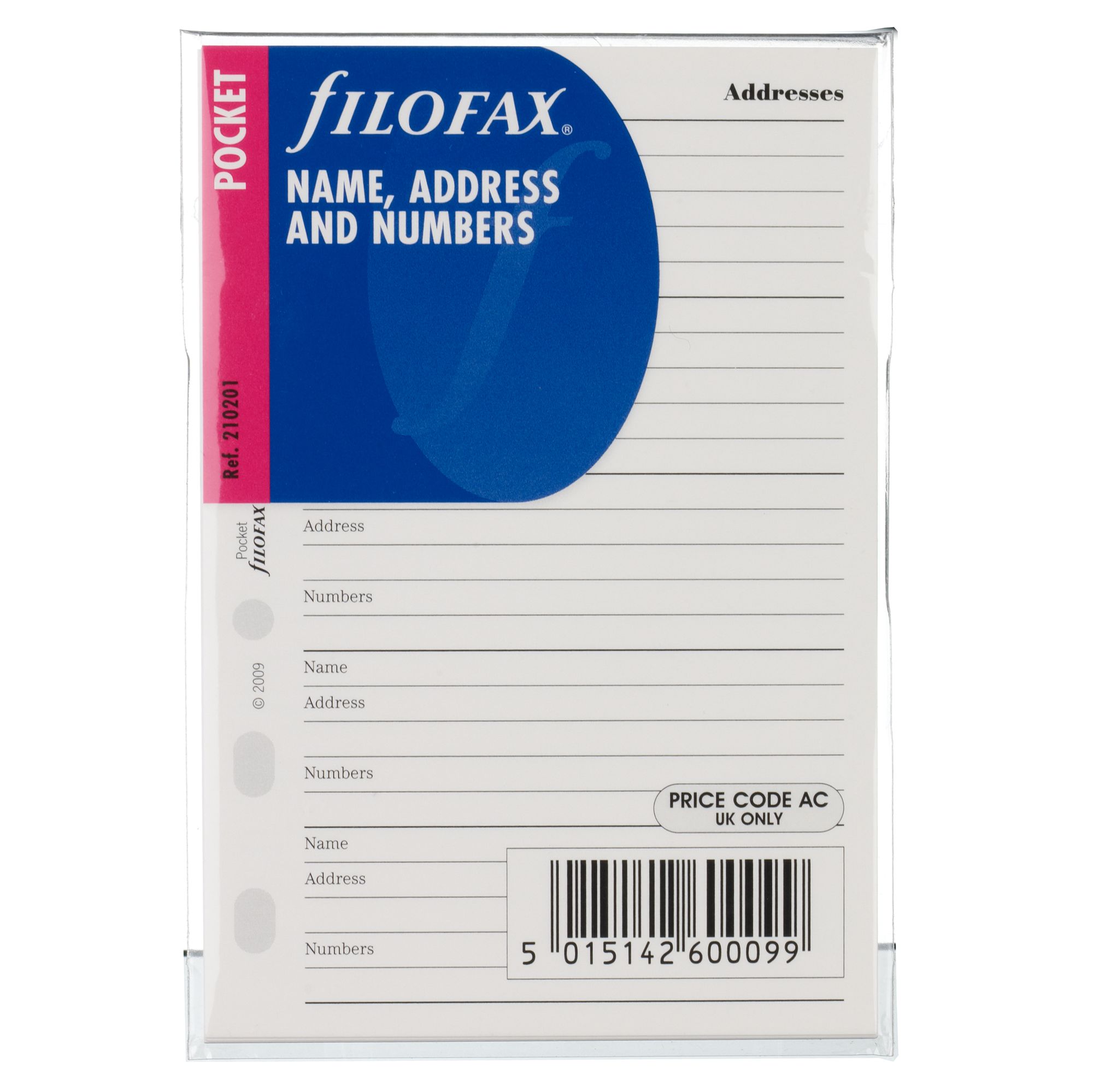 Filofax Name / Address / Phone Numbers Paper