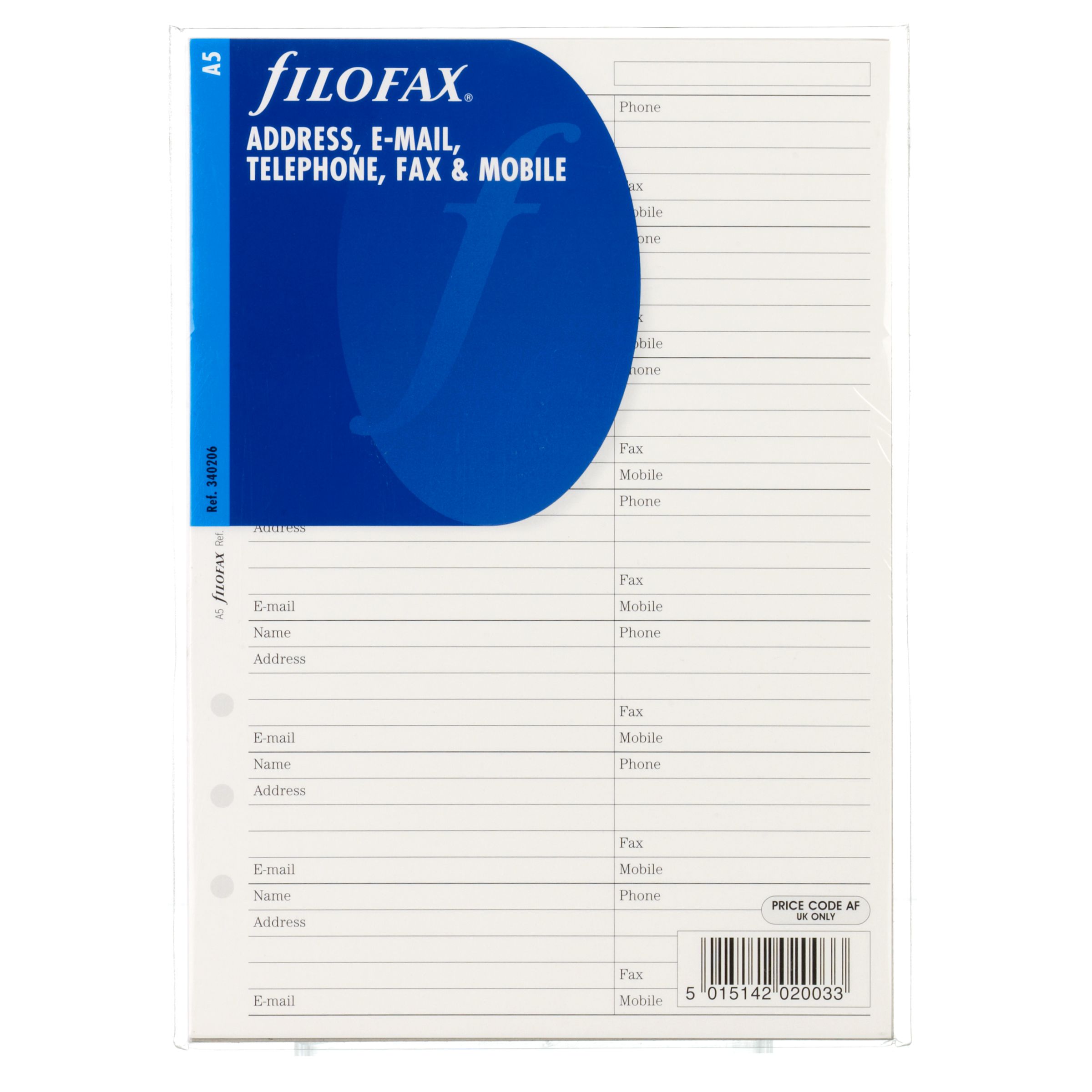 Filofax Name / Address Headed Paper, A5 170170