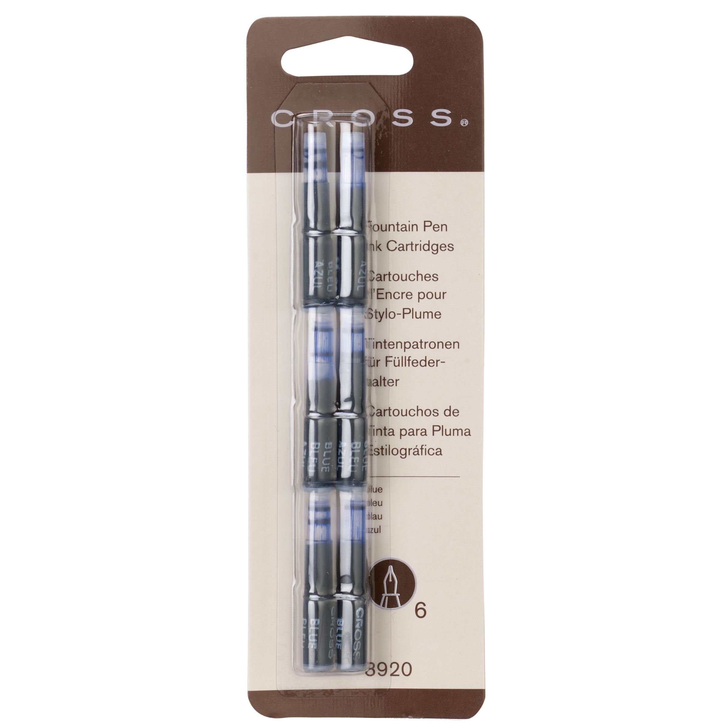 Cross Ink Cartridges, Pack of 6, Blue 169819