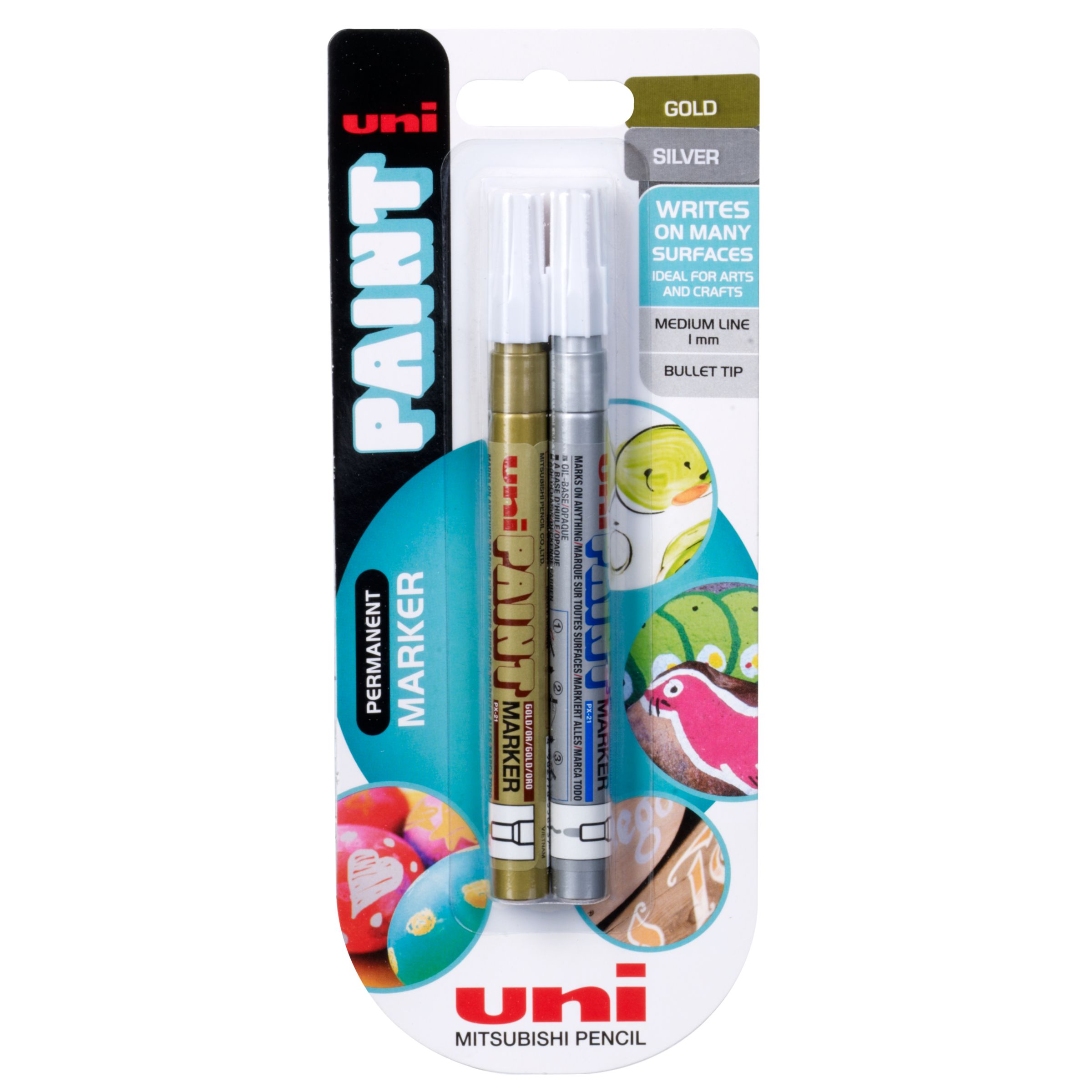 Uniball Uni Paintmarker Pens, Gold / Silver 170202