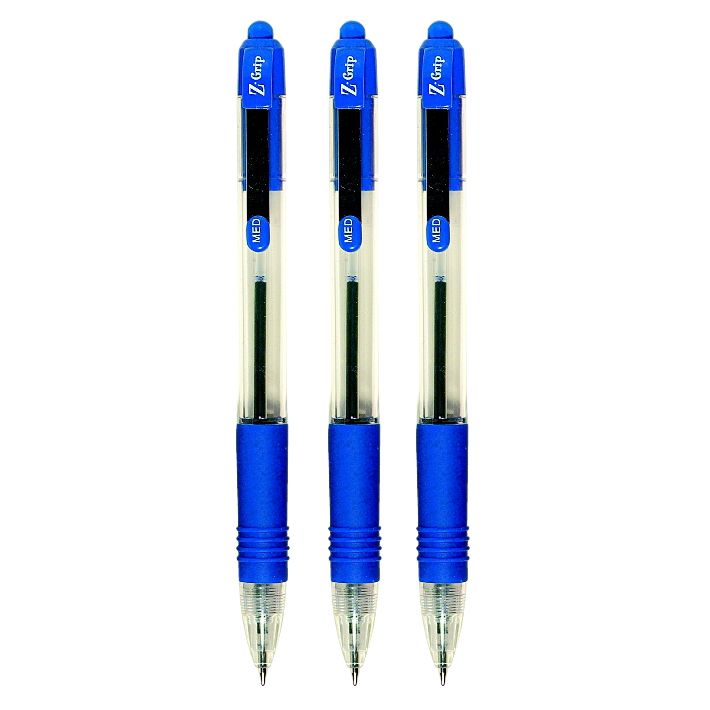 Zebra Z-Grip Ballpens, Blue, Pack of 3 170006