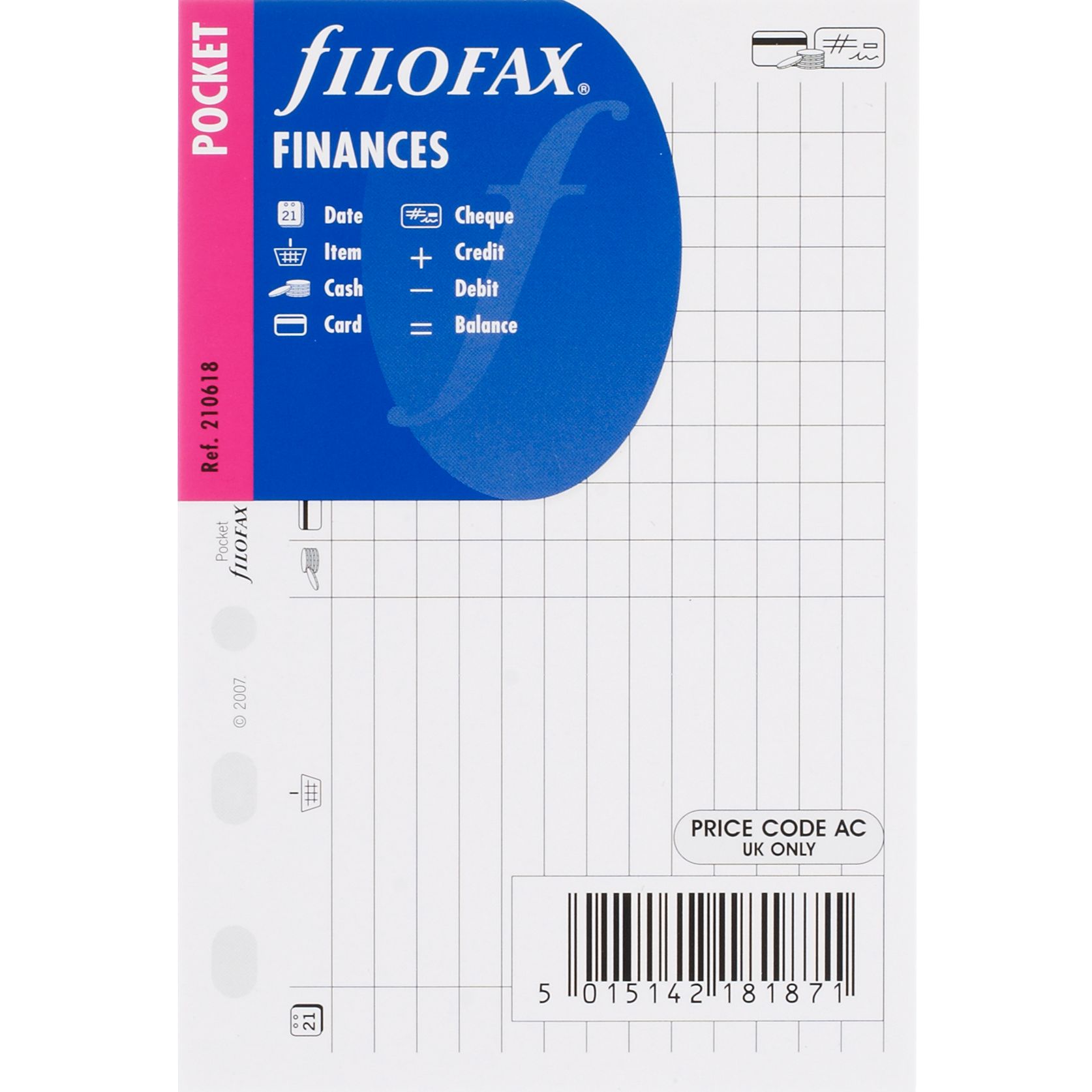 Filofax Pocket Inserts, Finances 169983