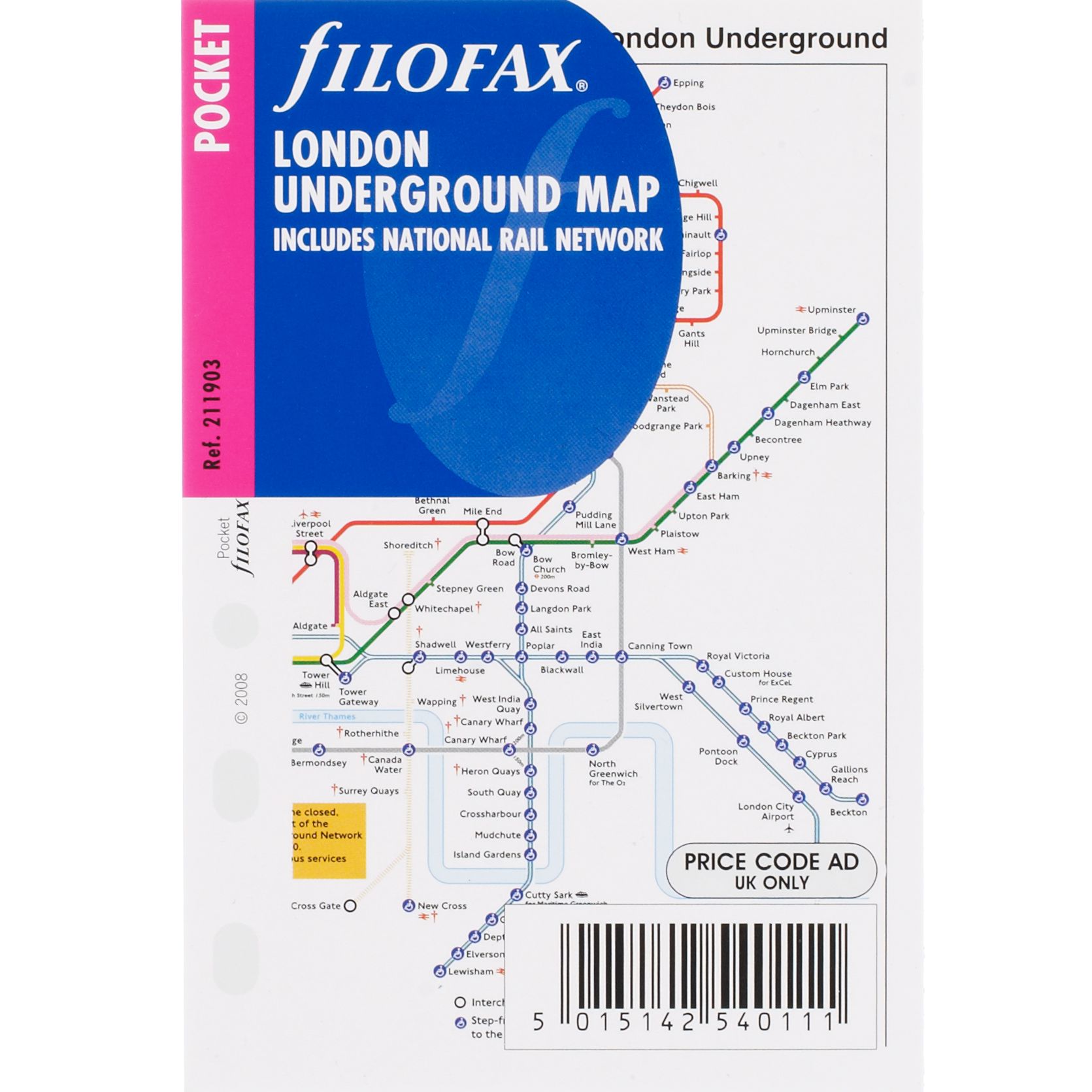 Filofax Pocket Inserts, London Underground Map