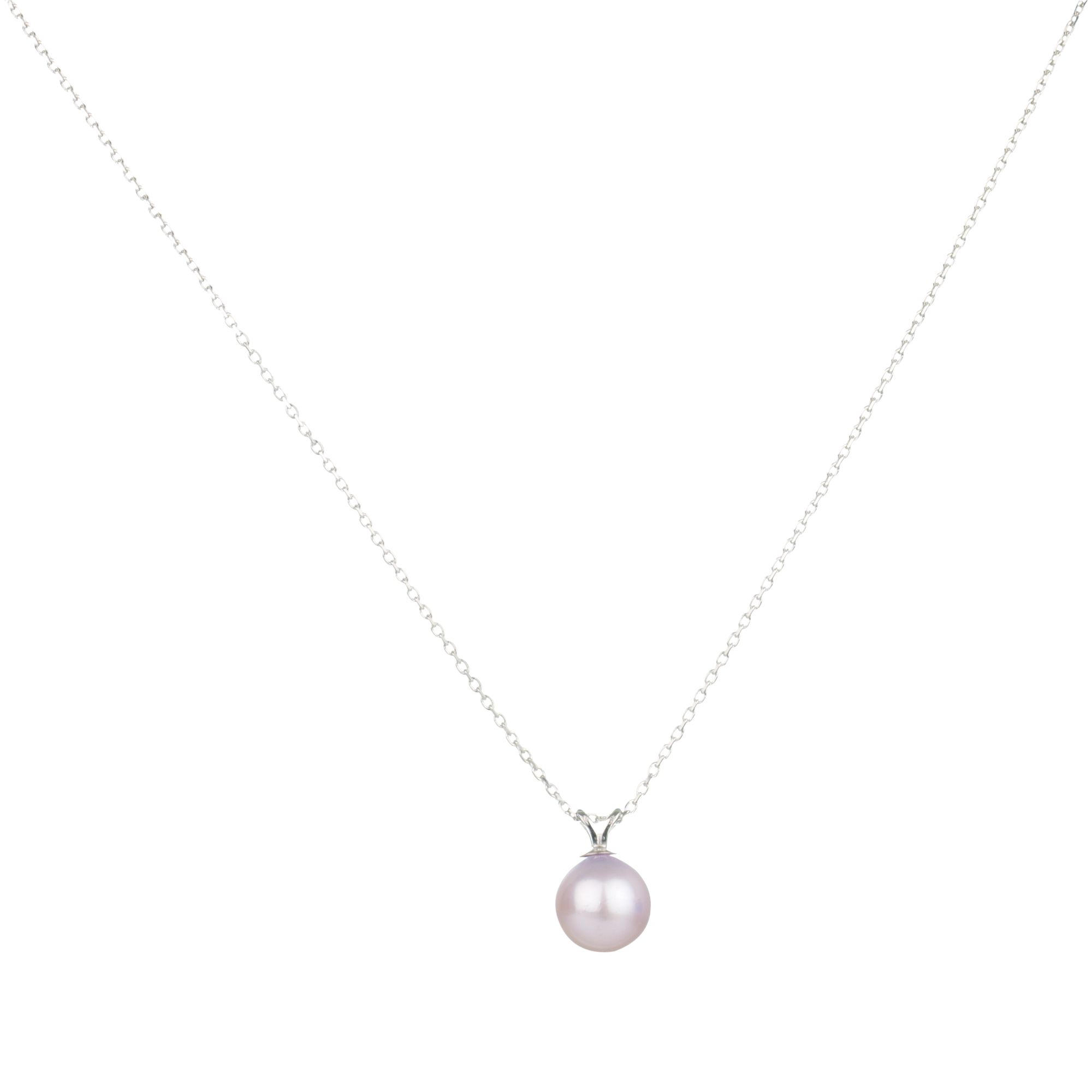 Davis Freshwater Pearl Pendant Necklace , White Gold