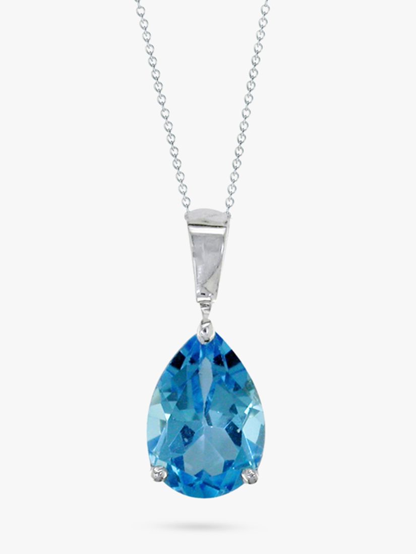 Buy EWA 9ct White Gold Chain and Pear Shaped Topaz Pendant Necklace ...