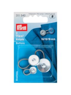 Prym Flexi Buttons, Pack of 3, Various Sizes, Silver