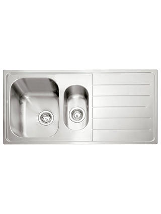 John Lewis & Partners 1.5 Kitchen Sink with Right Hand Bowl, Stainless Steel