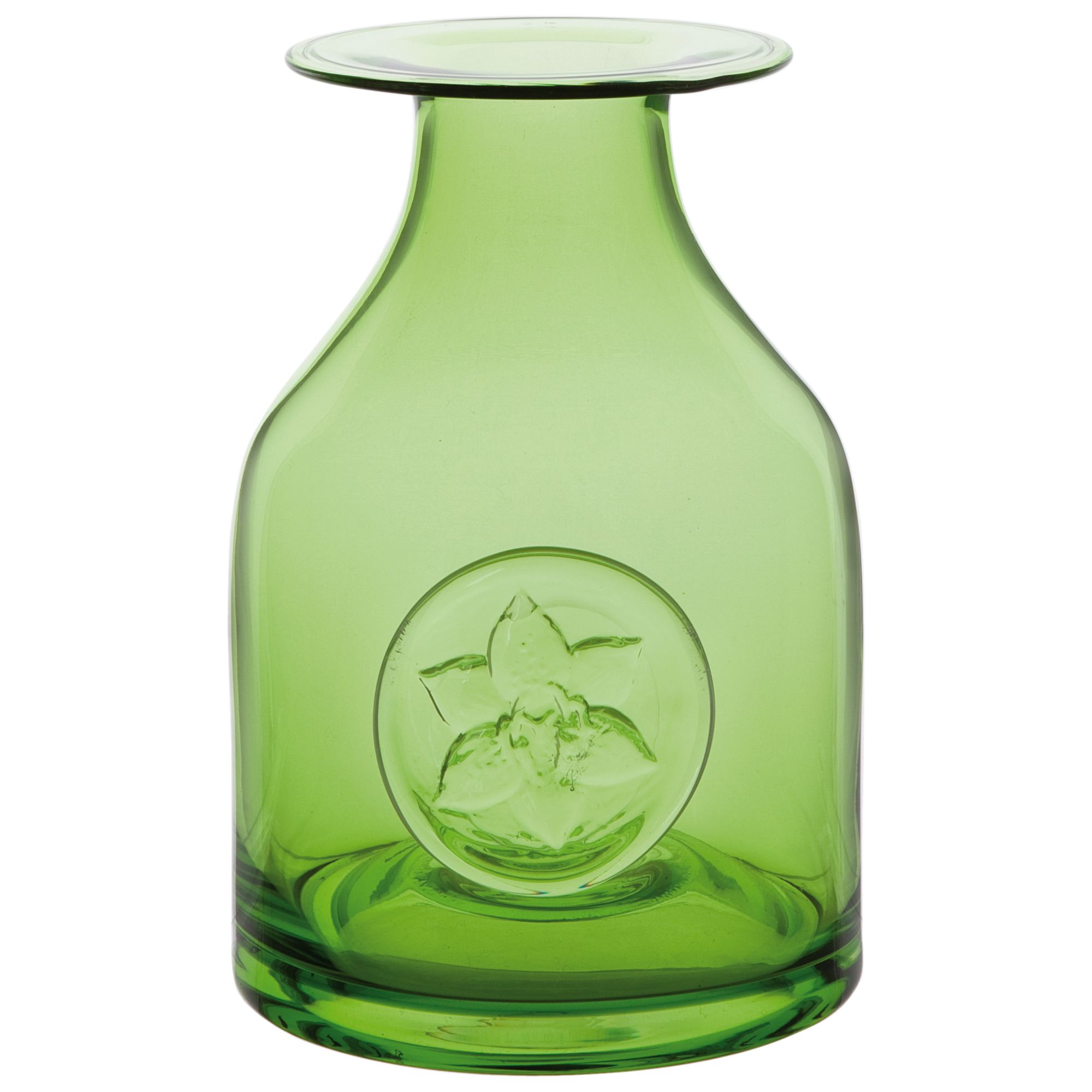 Dartington Crystal Lily Flower Bottle Vase, Green, H18cm