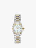 Citizen EW1534-57D Women's Eco-Drive Mother of Pearl Two Tone Bracelet Strap Watch, Silver/Gold