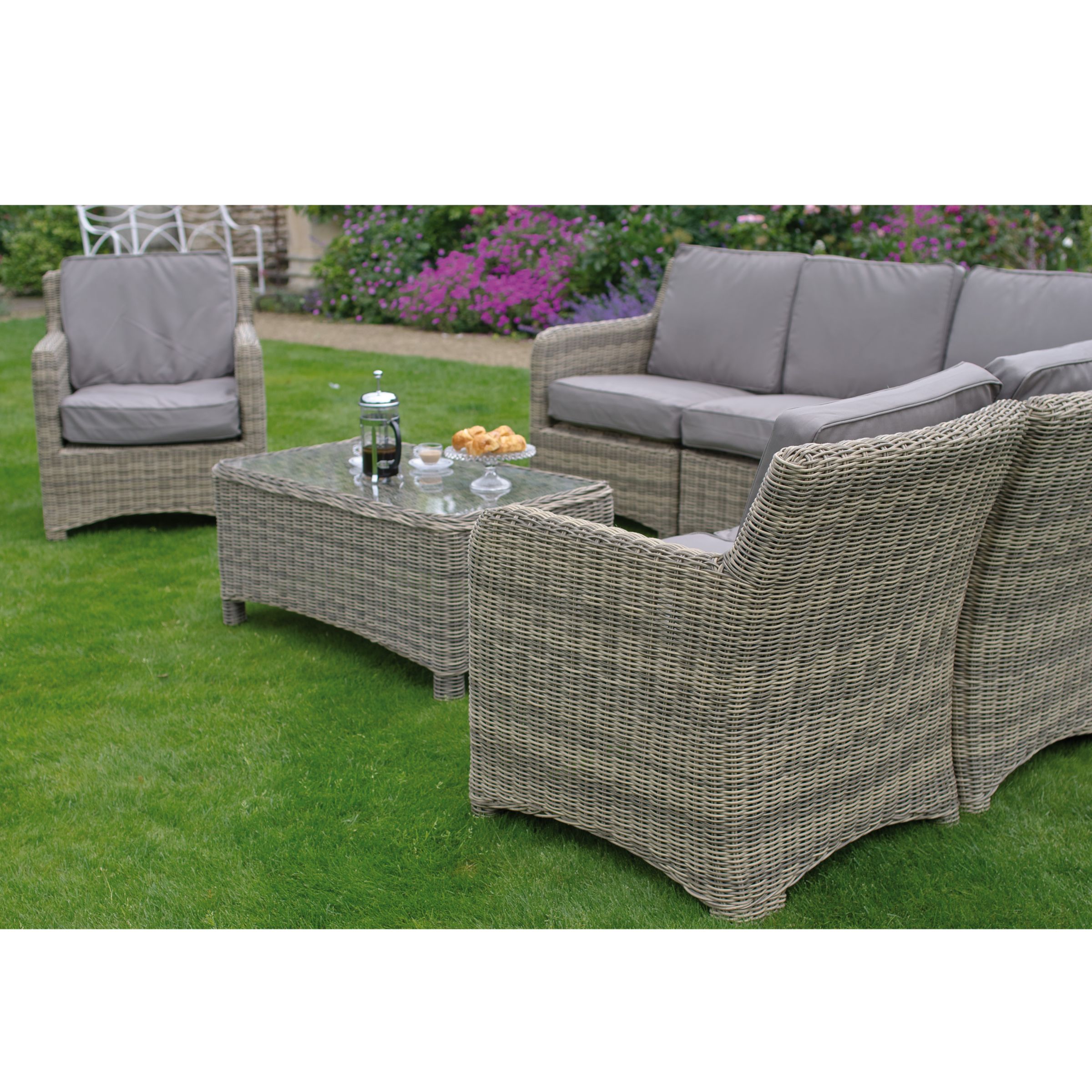 Neptune Murano Modular Outdoor Corner Group with Coffee Table and Chair, Warm Slate