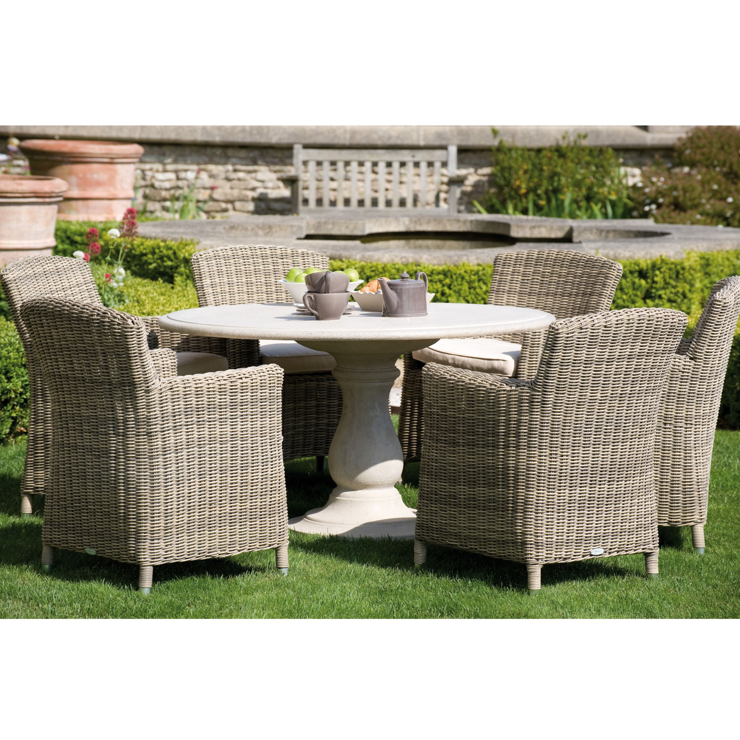 Neptune Portland Round 6 Seater Outdoor Dining Table, Synthetic Wicker