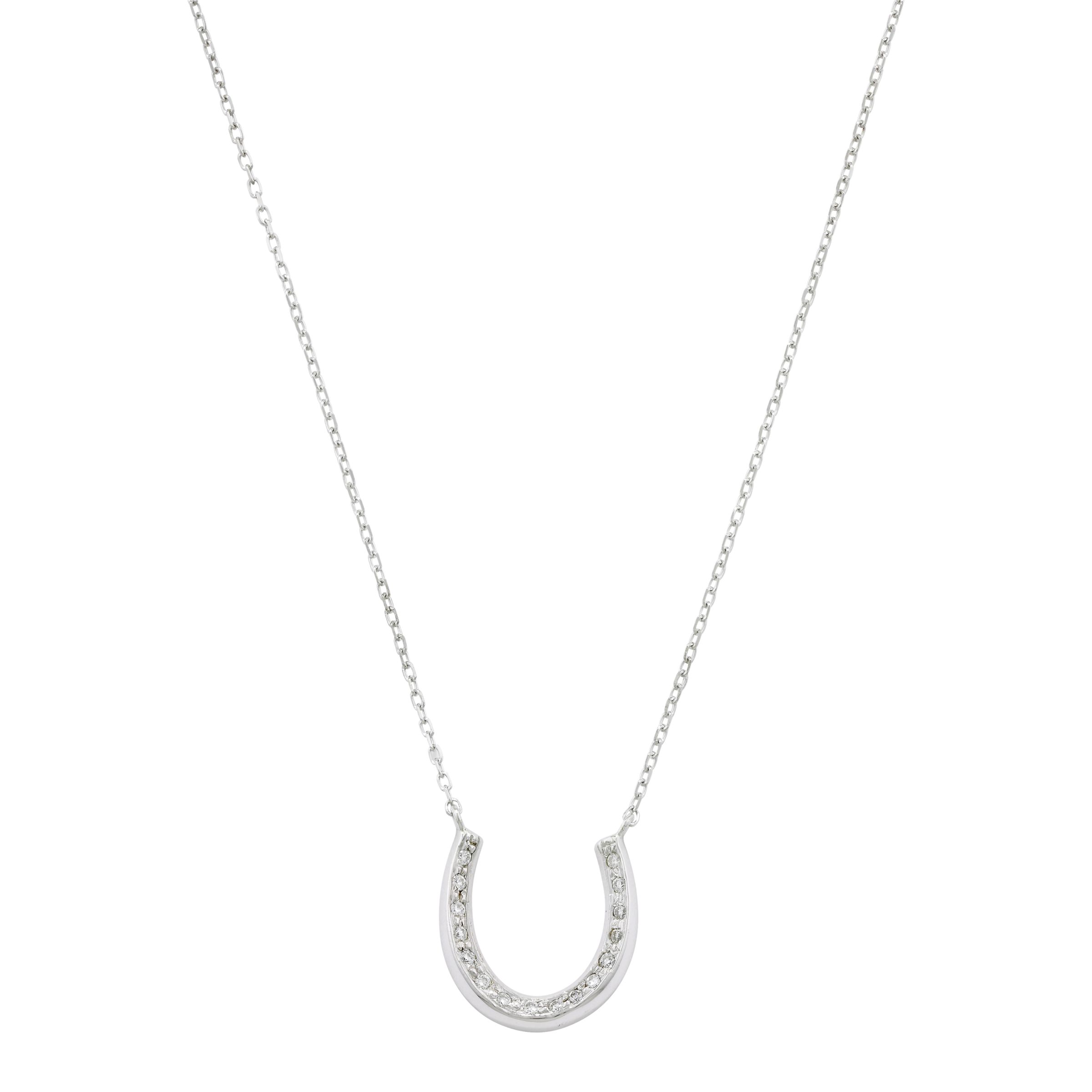 Buy London Road 9ct White Gold Lucky Horseshoe Pendant Necklace Online ...