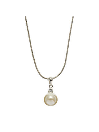 John Lewis Pearl & Diamanté Pendant Necklace, White