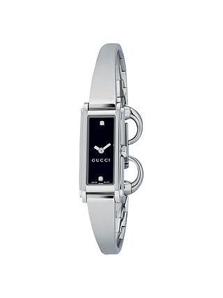 Gucci Women's G-Line Oblong Diamond Stainless Steel Bangle Strap Watch