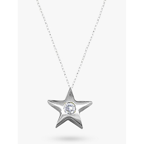 Buy EWA 9ct White Gold Star Diamond Set Pendant Necklace Online at ...