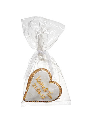 Image on Food Personalised Wedding Heart Gingerbread, Gold, Pack of 24