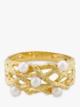 London Road Burlington 9ct Yellow Gold and Pearl Willow Ring, Gold