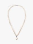 Lido Sterling Silver Freshwater Pearls Cubic Zirconia Pendant Necklace, Cream
