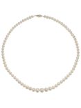 A B Davis 9ct Yellow Gold Graduating Pearl Necklace, White