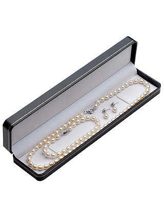 A B Davis Freshwater Oval Pearl Necklace Bracelet Earrings Set