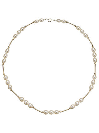 A B Davis Triple Pearl Gold Bar Necklace