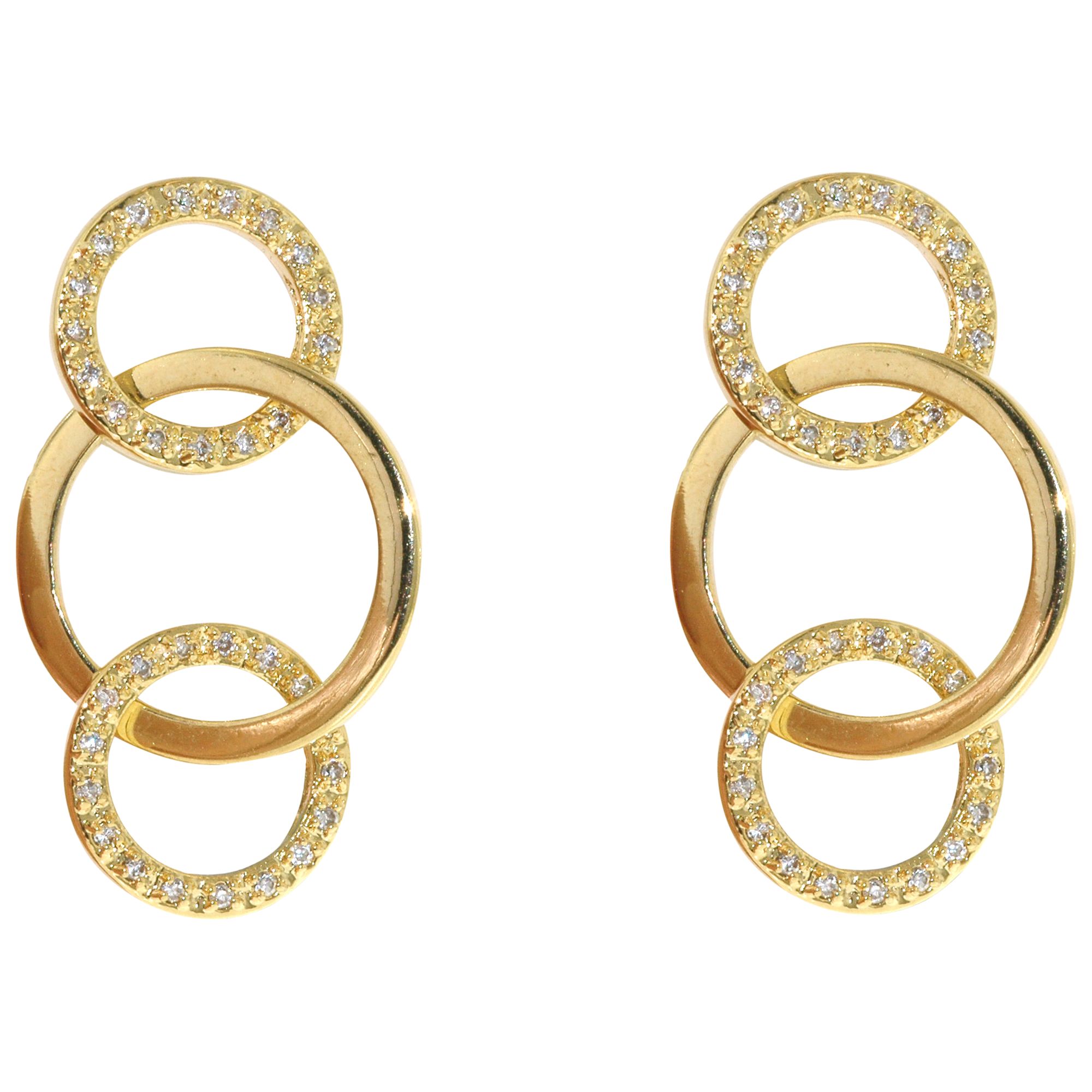 Melissa Odabash Triple Crystal Set Hoop Drop Earrings, Gold Plated