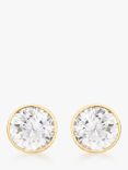 IBB 9ct Gold Round Cubic Zirconia Stud Earrings, Gold