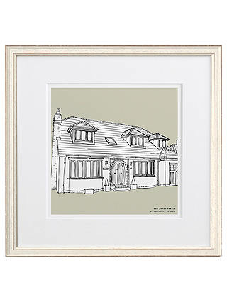 Letterfest Personalised House Illustration, Chalky White Frame, 44.8 x 44.8cm