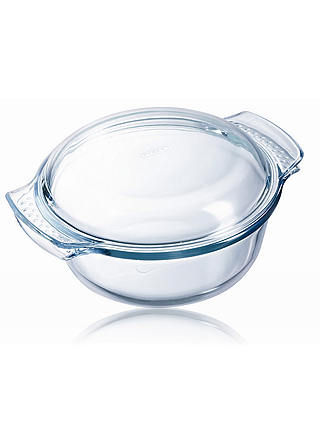 Pyrex Easy Grip Glass Round Casserole Oven Dish with Lid, 2.1L