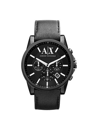Armani Exchange AX2098 Men's Chronograph Date Leather Strap Watch, Black