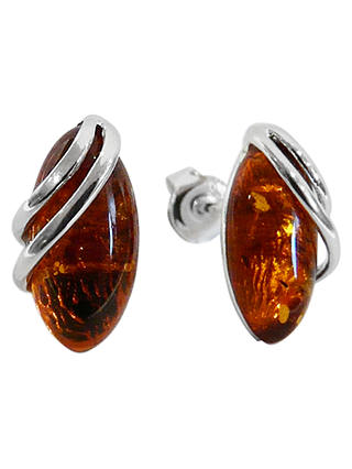 Goldmajor Marquise Amber Sterling Silver Stud Earrings, Cognac