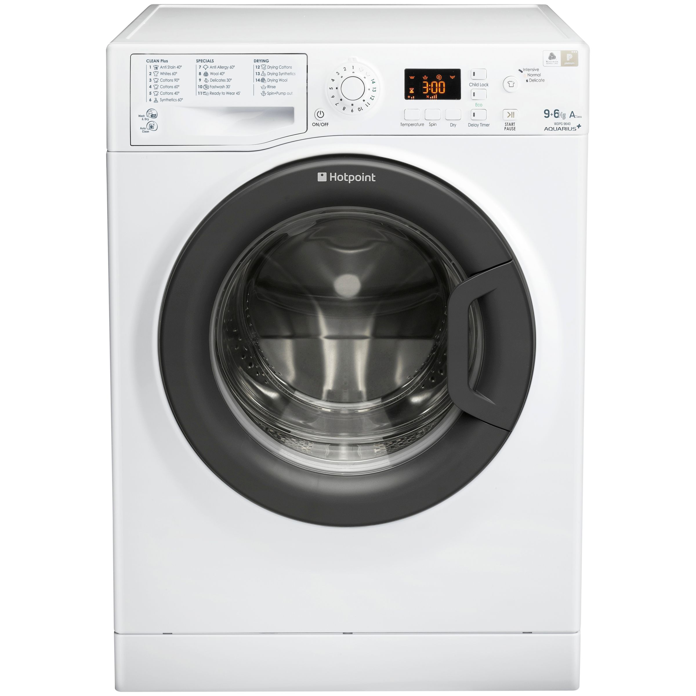 Hotpoint WDPG9640BC Signature Washer Dryer, 9kg Wash/6kg Dry Load, A Energy Rating, 1400rpm Spin, White