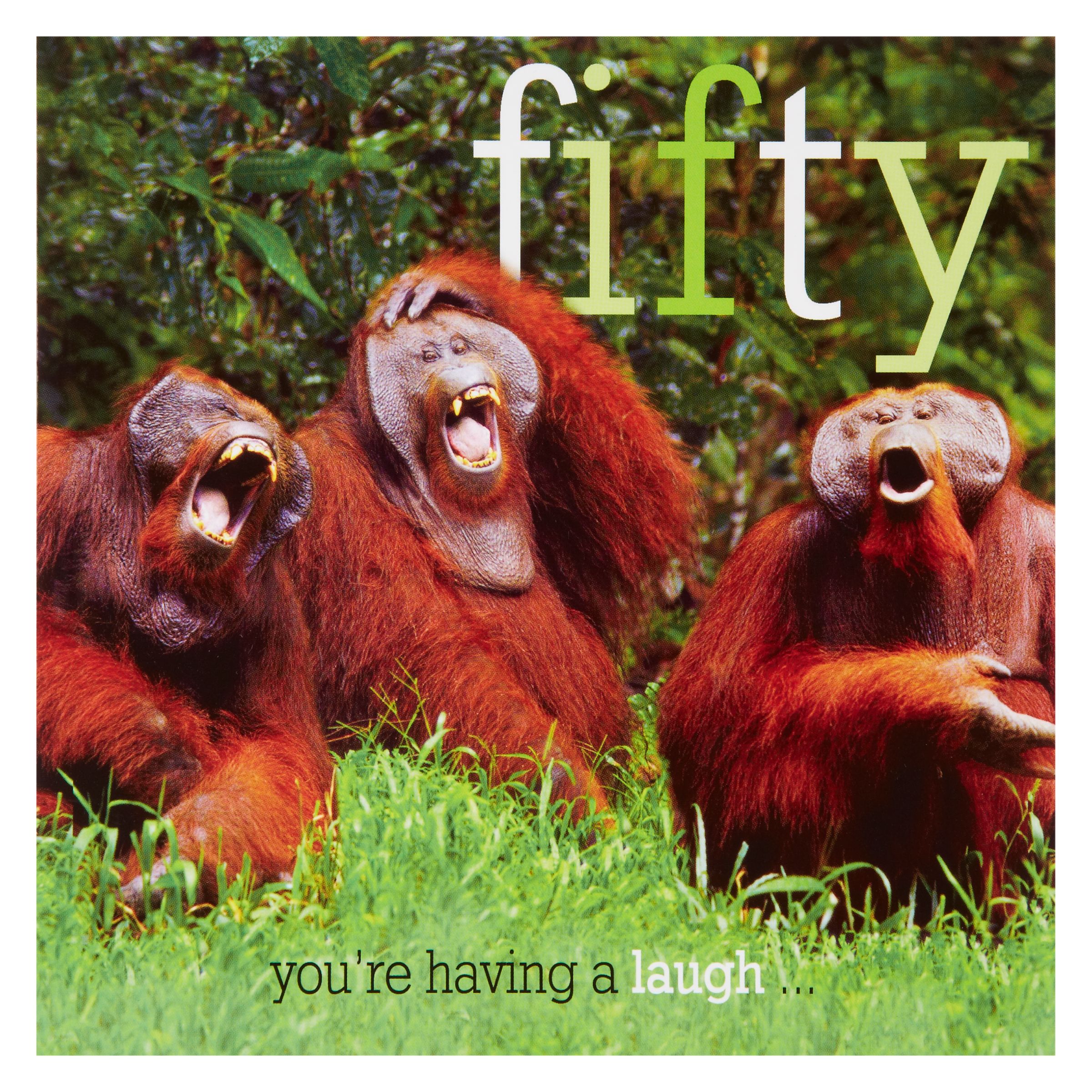 Woodmansterne Three Orangutans 50th Birthday Card