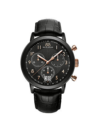 88 Rue Du Rhone 87WA130023 Double 8 Origin Men's Chronograph Leather Strap Watch, Black