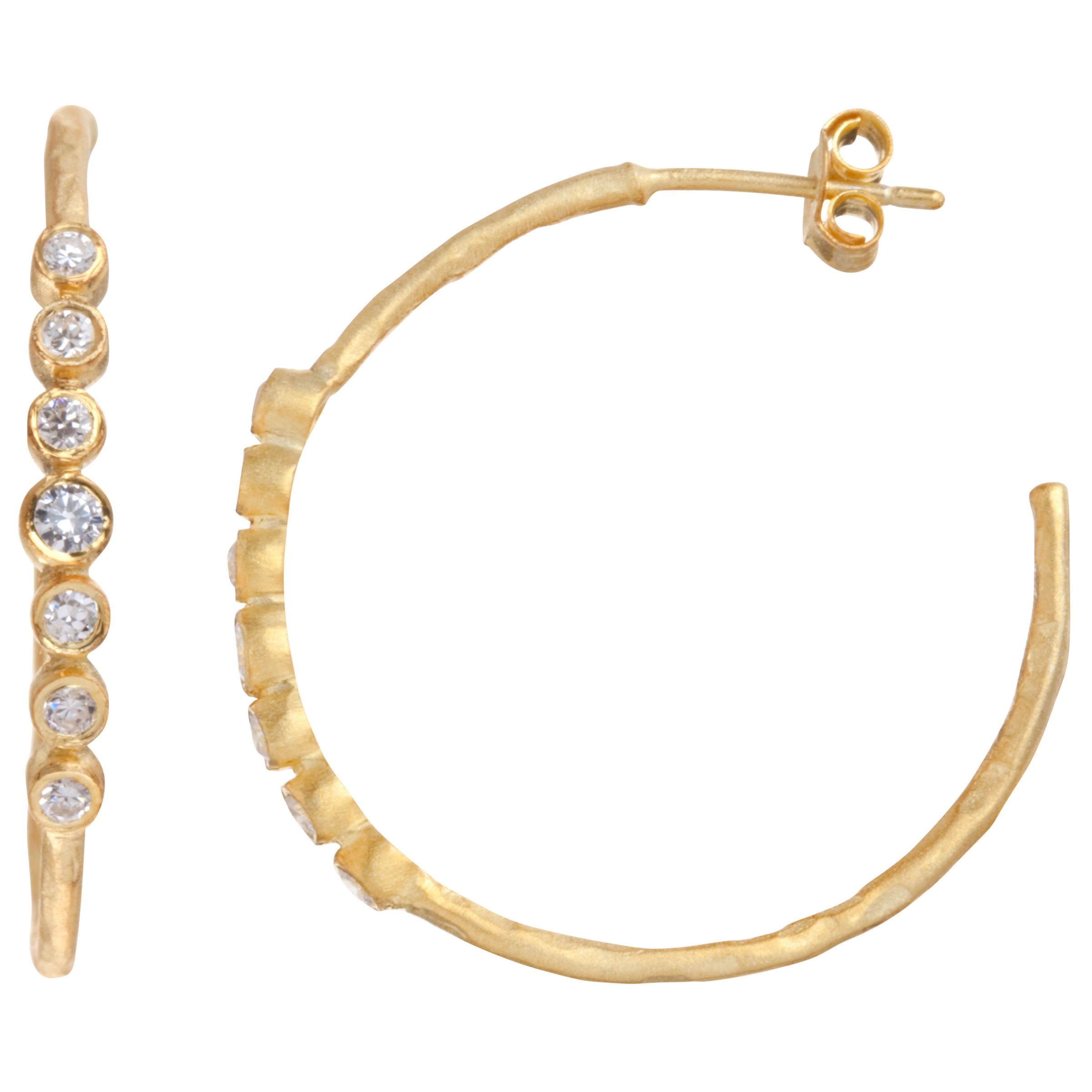Pomegranate 18ct Gold Vermeil Matte Hoop Crystal Earrings