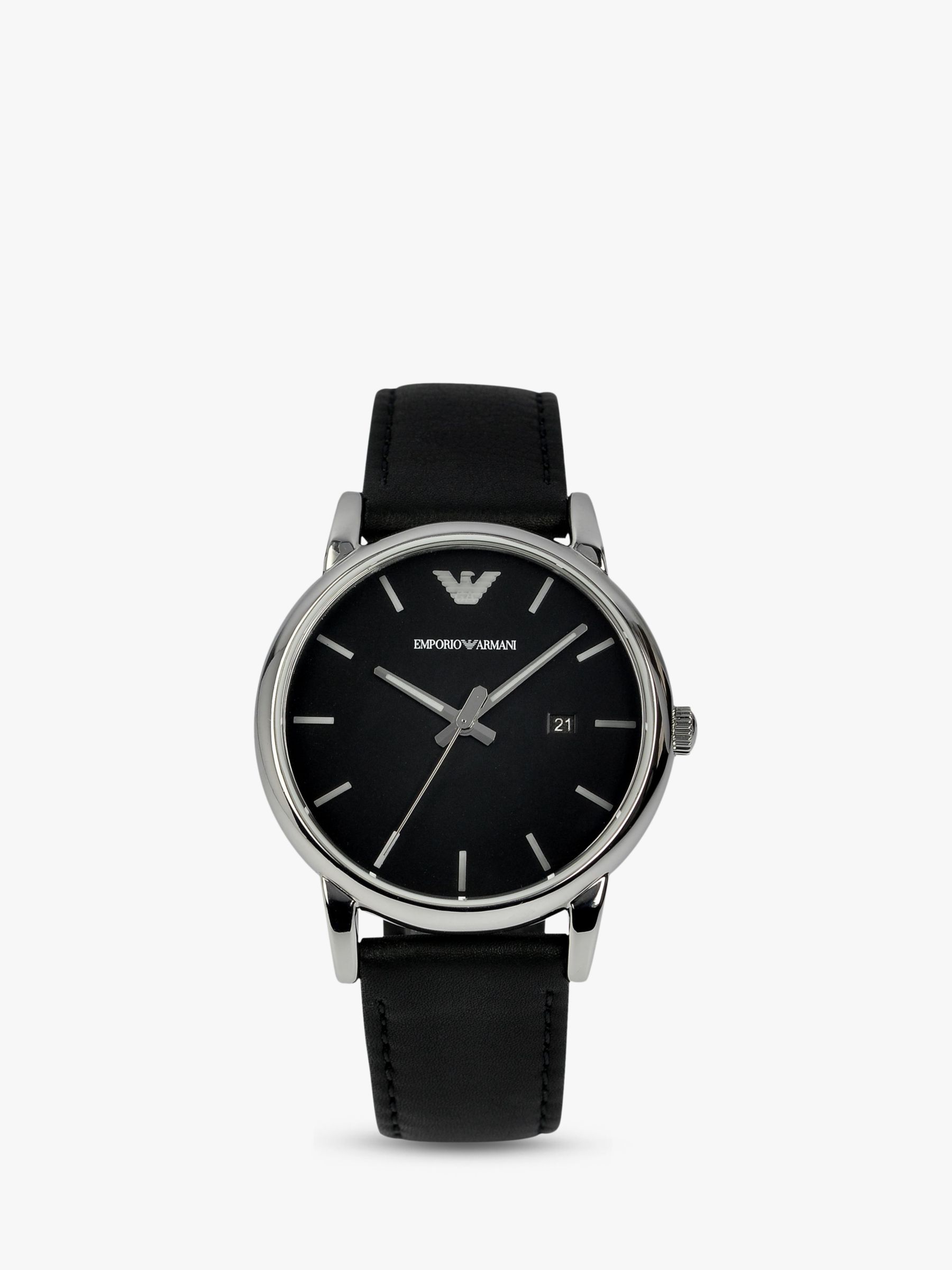 emporio armani leather strap watch
