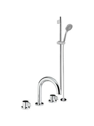 Abode Bliss Thermostatic Deck Mounted 3 Hole Bath/Shower Mixer Bathroom Tap and Sliding Rail Kit