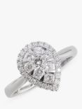 E.W Adams 18ct White Gold Pear Shaped Diamond Cluster Engagement Ring, White Gold