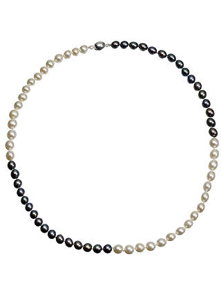 A B Davis Two Tone Quartered River Pearl Necklace, White / Black