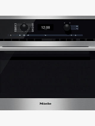 Miele H6300BM ContourLine Single Electric Oven with Microwave, Clean Steel