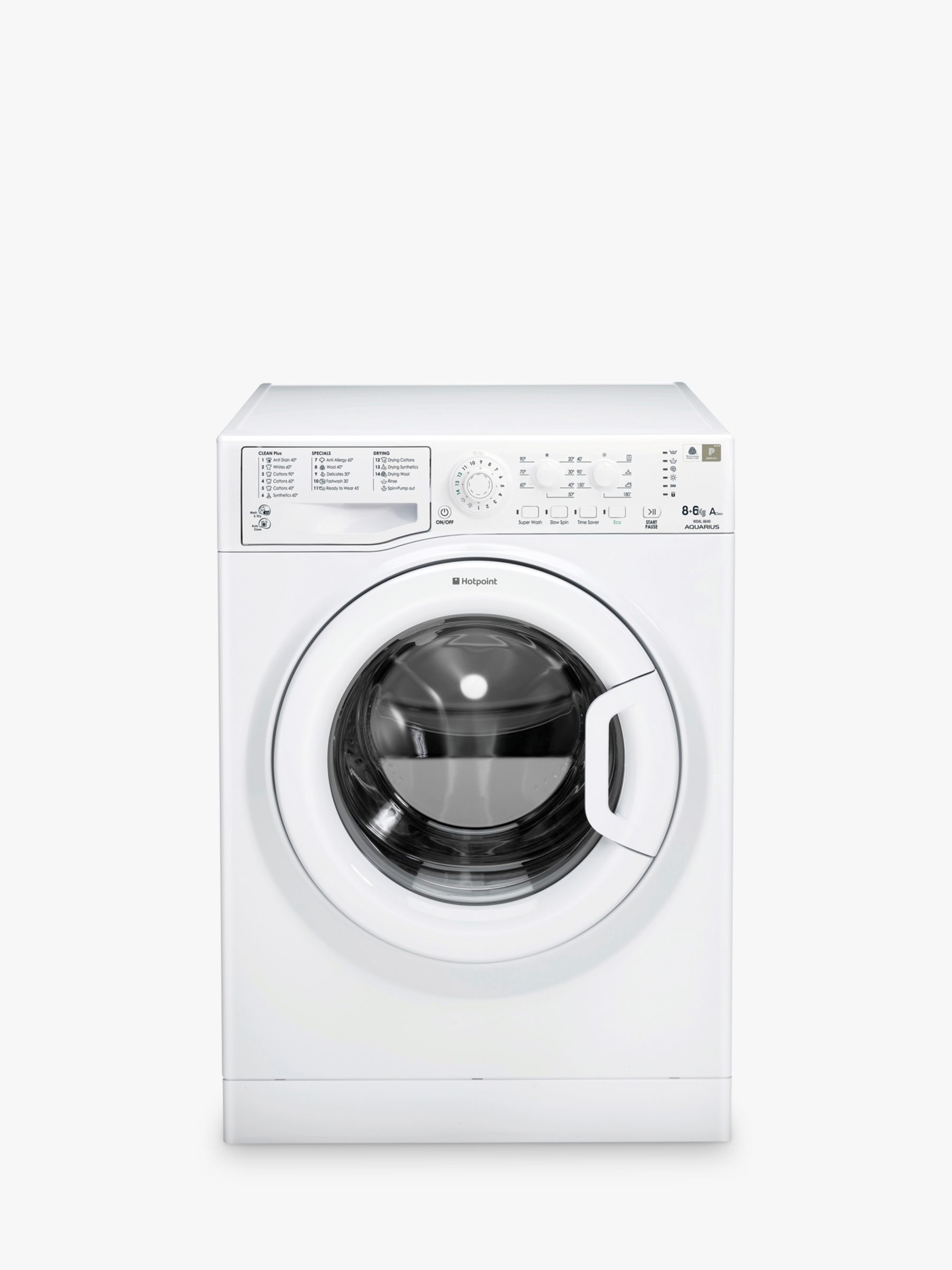 Hotpoint WDAL8640P Washer Dryer, 8kg Wash/6kg Dry Load, A Energy Rating, 1400rpm Spin in White