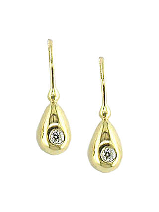 E.W Adams 9ct Gold Flush Set Diamond Drop Earrings