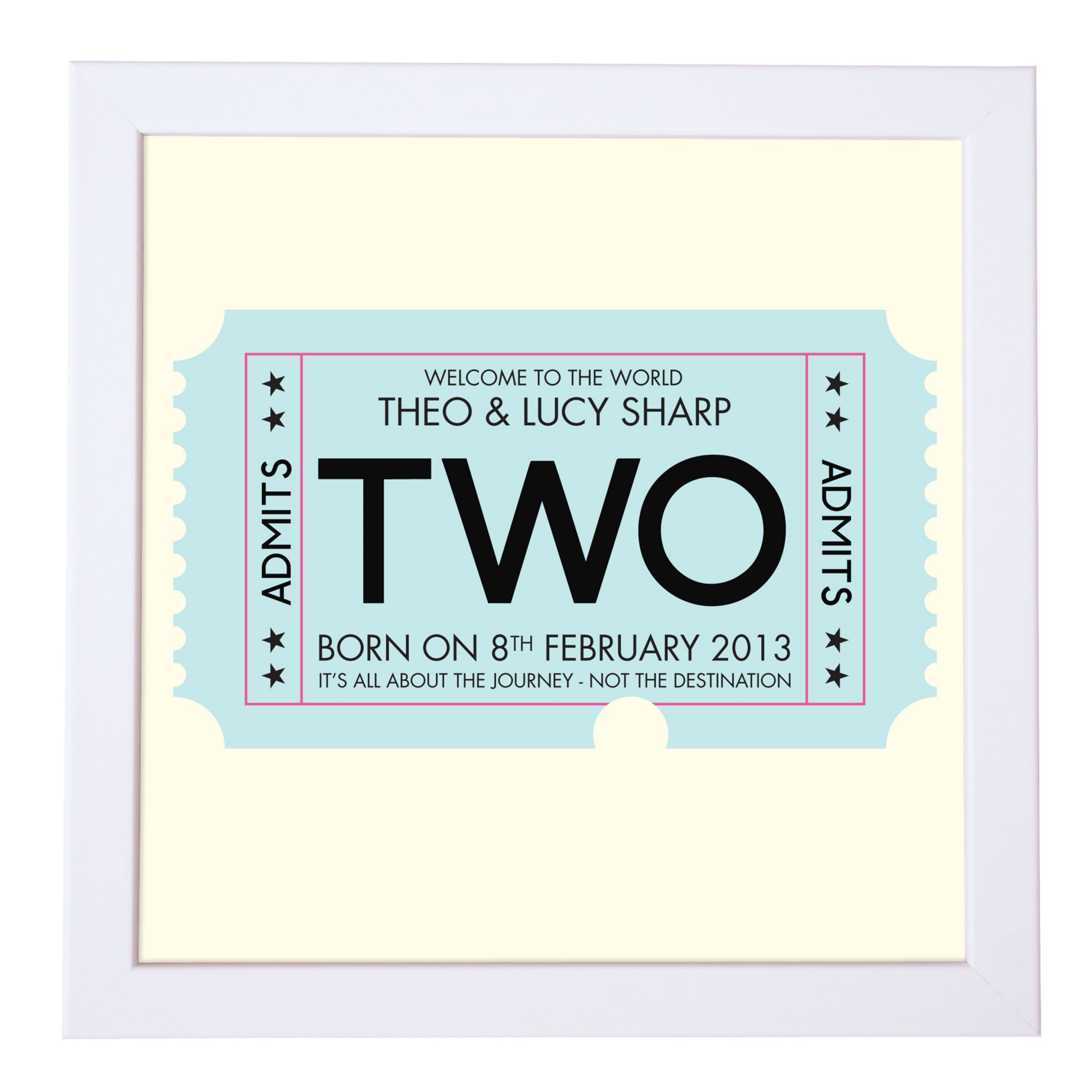Modo Creative Personalised Admission Ticket Framed Print, 18 x 18cm
